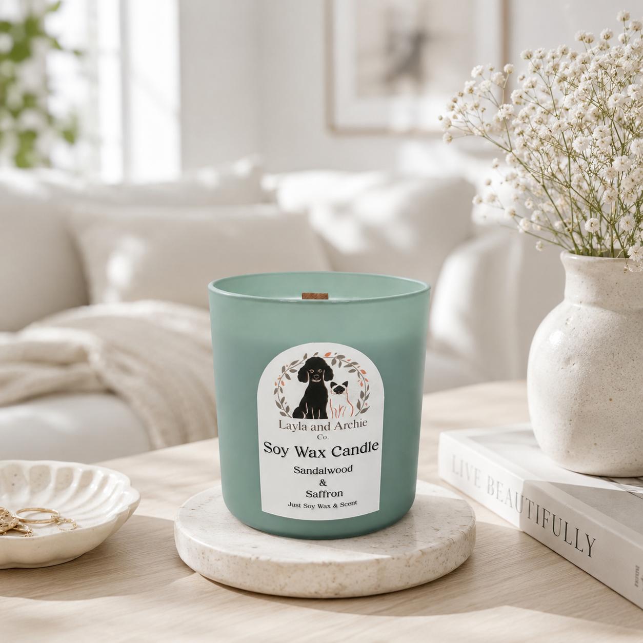 Sandalwood and Saffron Soy Wax Candles - 440ml